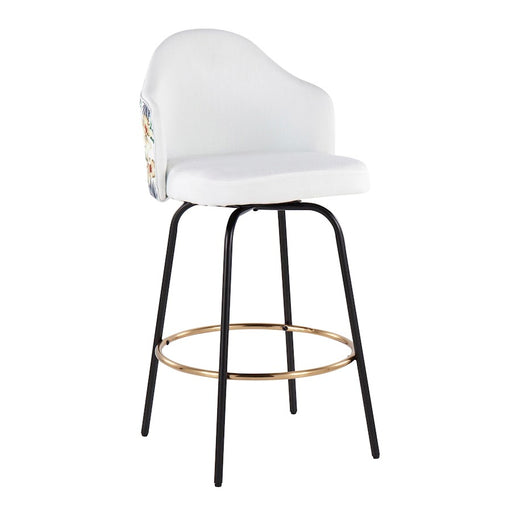 LumiSource Ahoy Counter Stool, Set of 2, Black/Gold/White