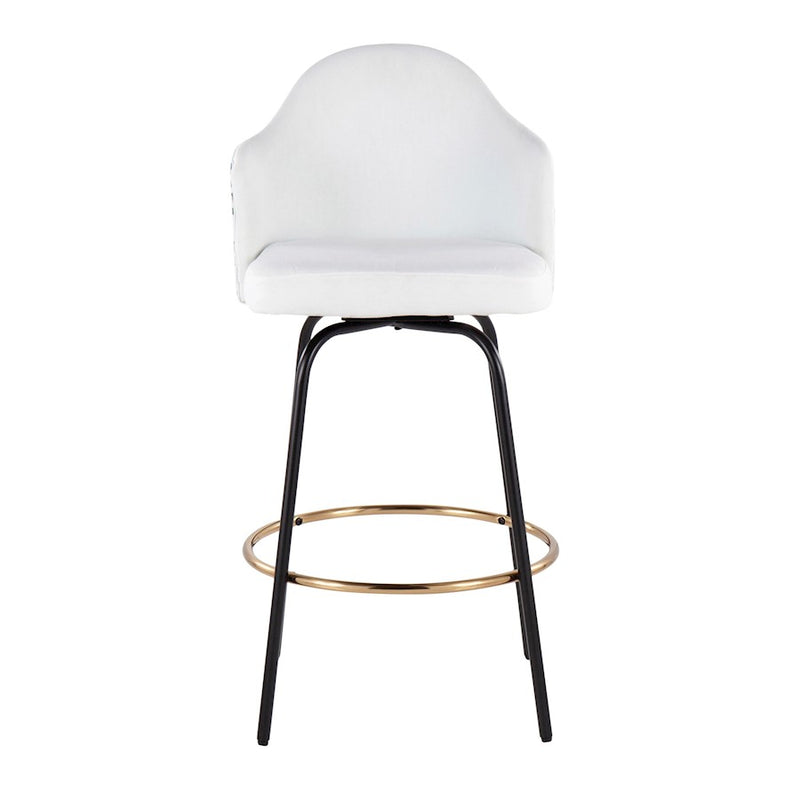 LumiSource Ahoy Counter Stool, Set of 2, Black/Gold/White