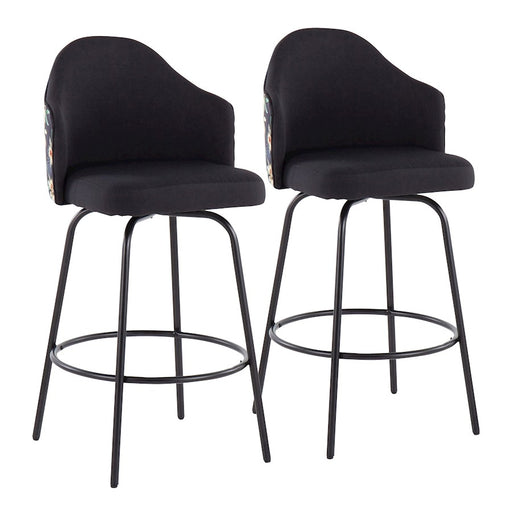 LumiSource Ahoy Counter Stool, Set of 2, Black/Black - B26-AHOYFLORCLAIREQ2BKBK2