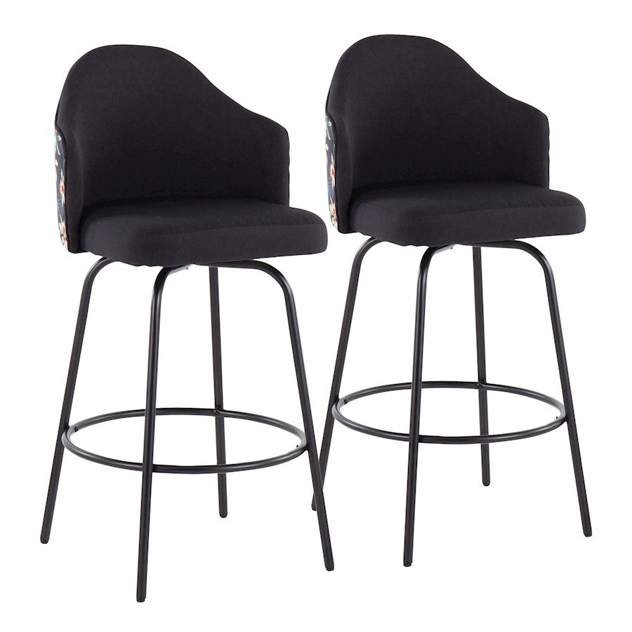 LumiSource Ahoy Counter Stool, Set of 2, Black/Black - B26-AHOYFLORCLAIREQ2BKBK2