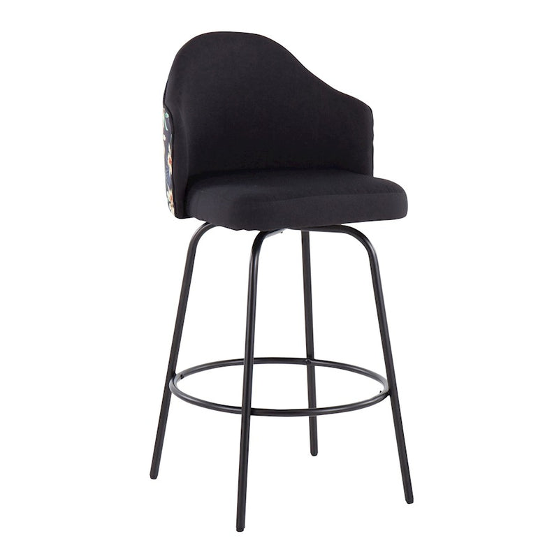 LumiSource Ahoy Counter Stool, Set of 2, Black/Black