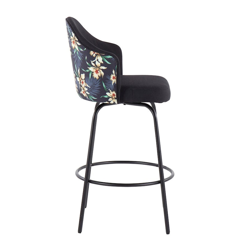 LumiSource Ahoy Counter Stool, Set of 2, Black/Black