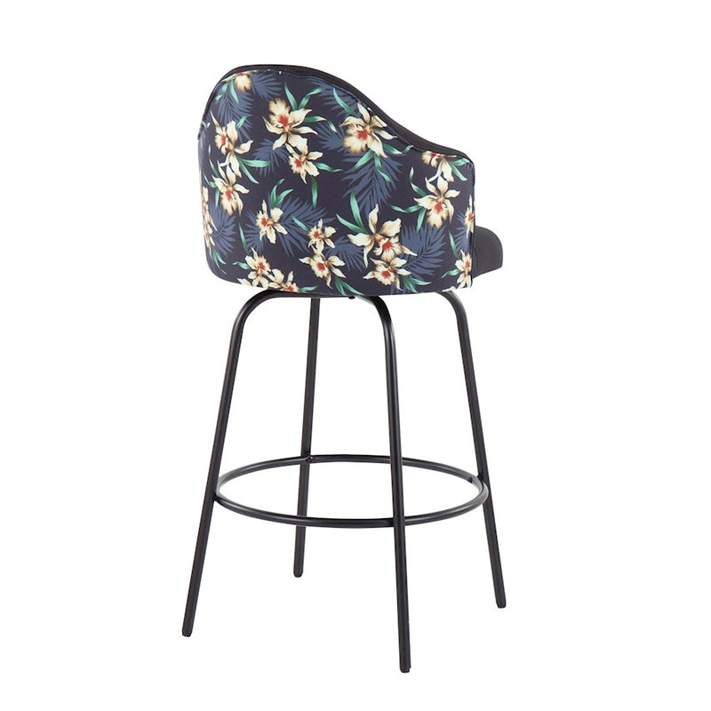 LumiSource Ahoy Counter Stool, Set of 2, Black/Black