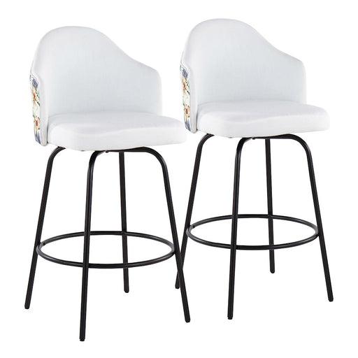 LumiSource Ahoy Counter Stool, Set of 2, Black/White - B26-AHOYFLORCLAIREQ2BKW2