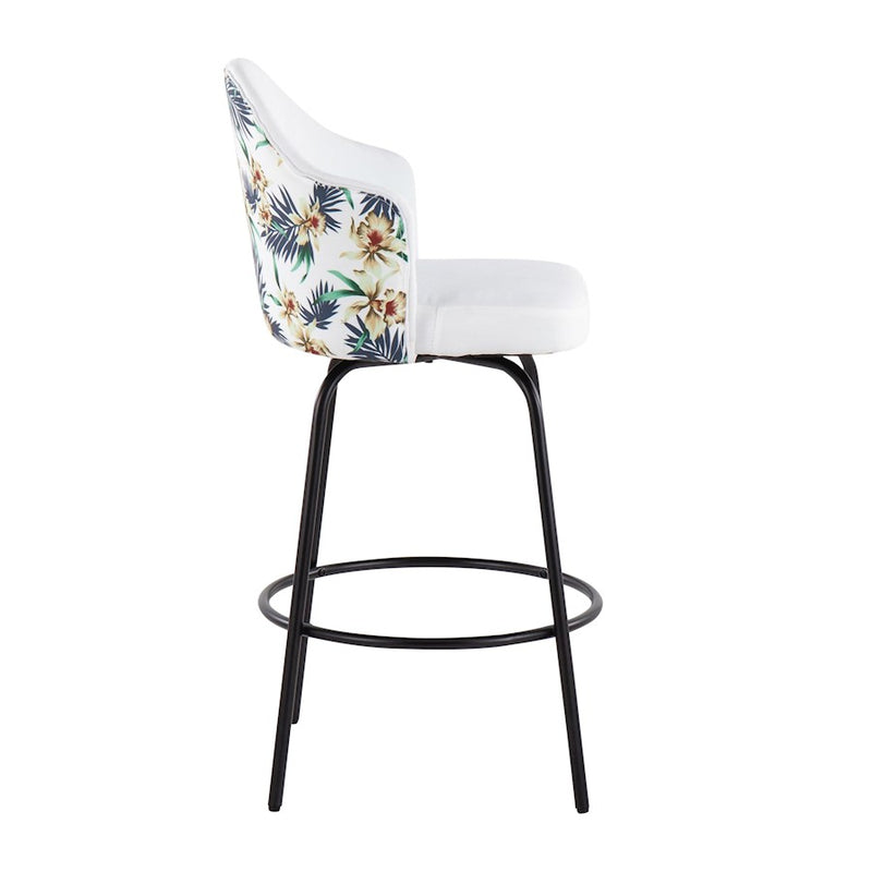 LumiSource Ahoy Counter Stool, Set of 2, Black/White