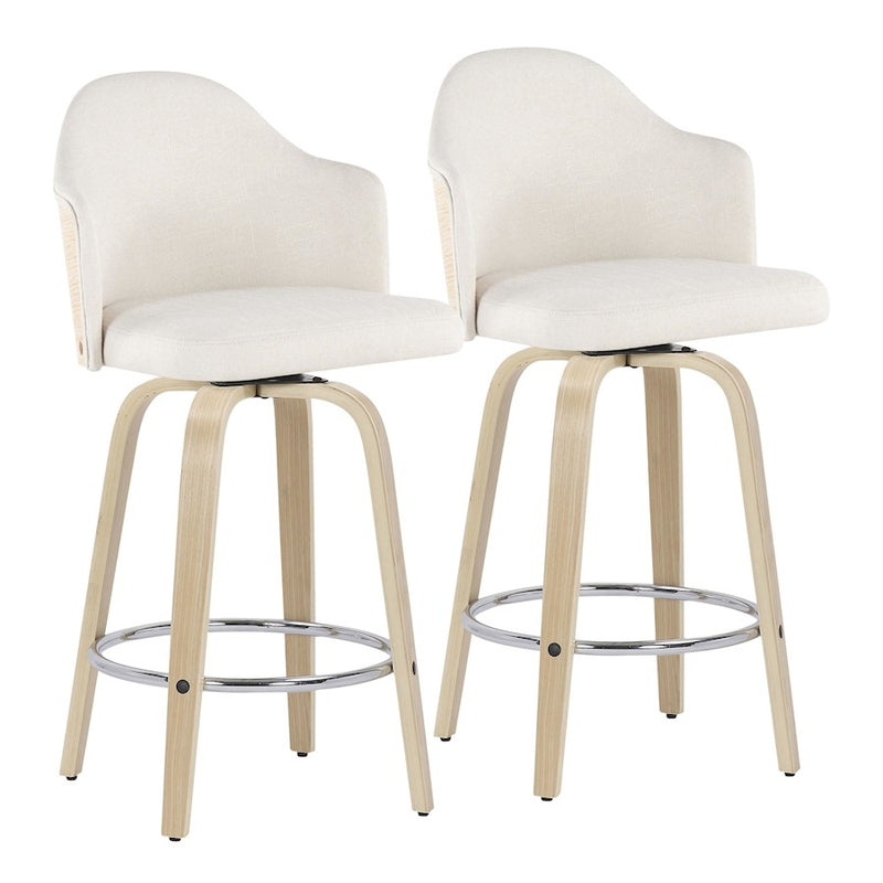LumiSource Ahoy Counter Stool, Set/2, Natural/Cream/CH - B26-AHOYGRT-R2NANACR2