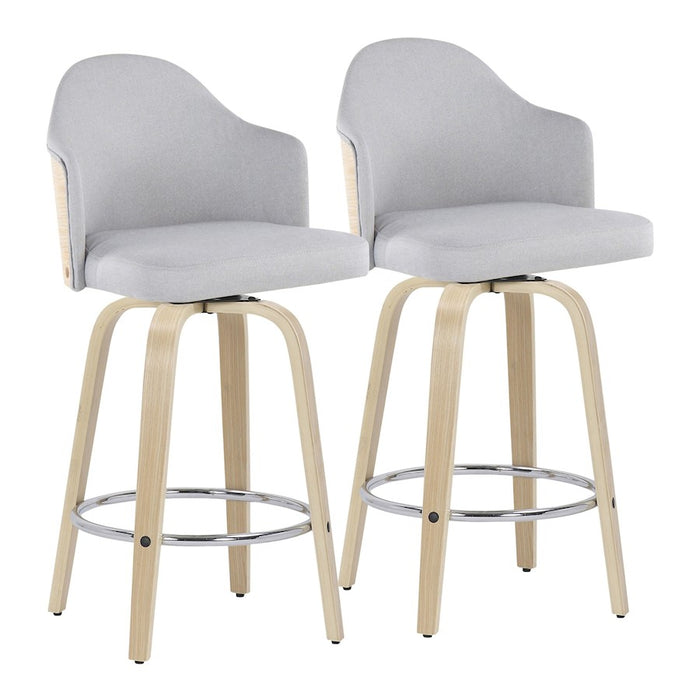 LumiSource Ahoy Counter Stool, Set/2, Natural/GY/CH - B26-AHOYGRT-R2NANALGY2
