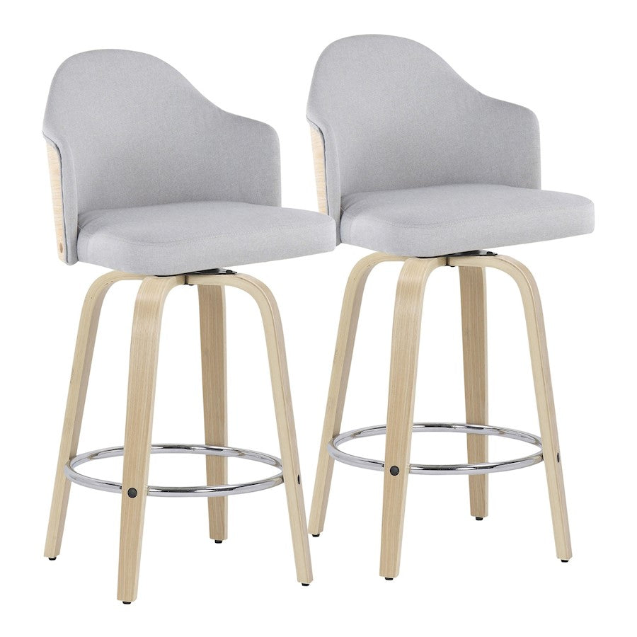 LumiSource Ahoy Counter Stool, Set/2, Natural/GY/CH - B26-AHOYGRT-R2NANALGY2