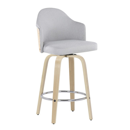 LumiSource Ahoy Counter Stool, Set of 2, Natural/GY/Chrome