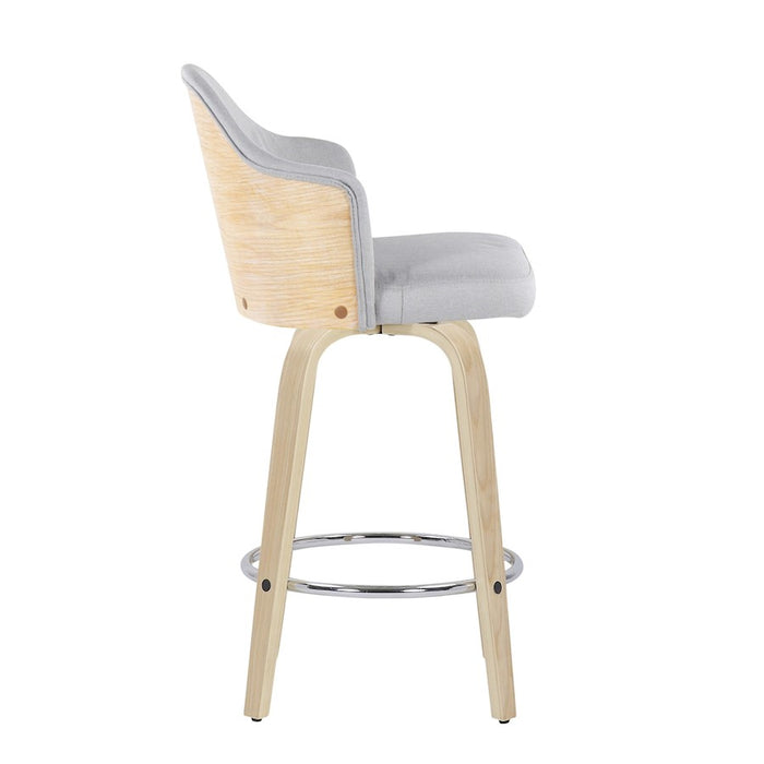 LumiSource Ahoy Counter Stool, Set of 2, Natural/GY/Chrome