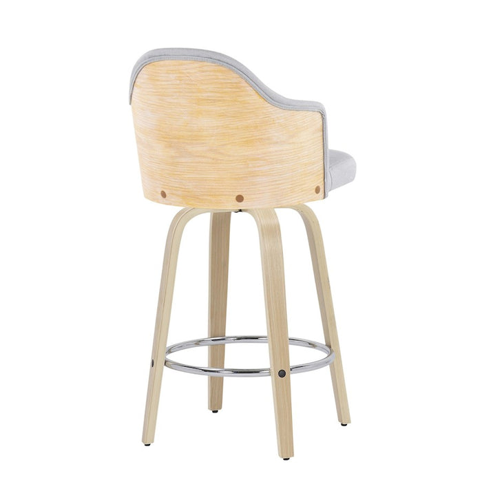 LumiSource Ahoy Counter Stool, Set of 2, Natural/GY/Chrome