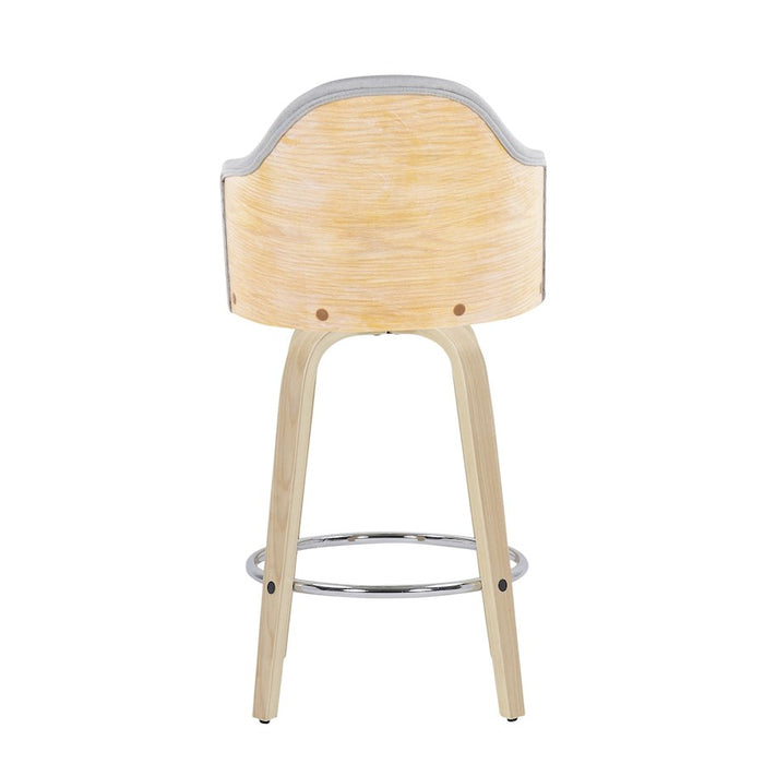 LumiSource Ahoy Counter Stool, Set of 2, Natural/GY/Chrome