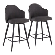 LumiSource Ahoy 26" Counter Stool, Set/2, BK/CHAR - B26-AHOYUP-55SWVX2BKCHAR2