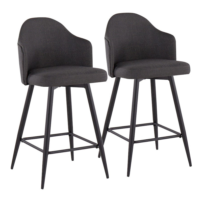LumiSource Ahoy 26" Counter Stool, Set/2, BK/CHAR - B26-AHOYUP-55SWVX2BKCHAR2
