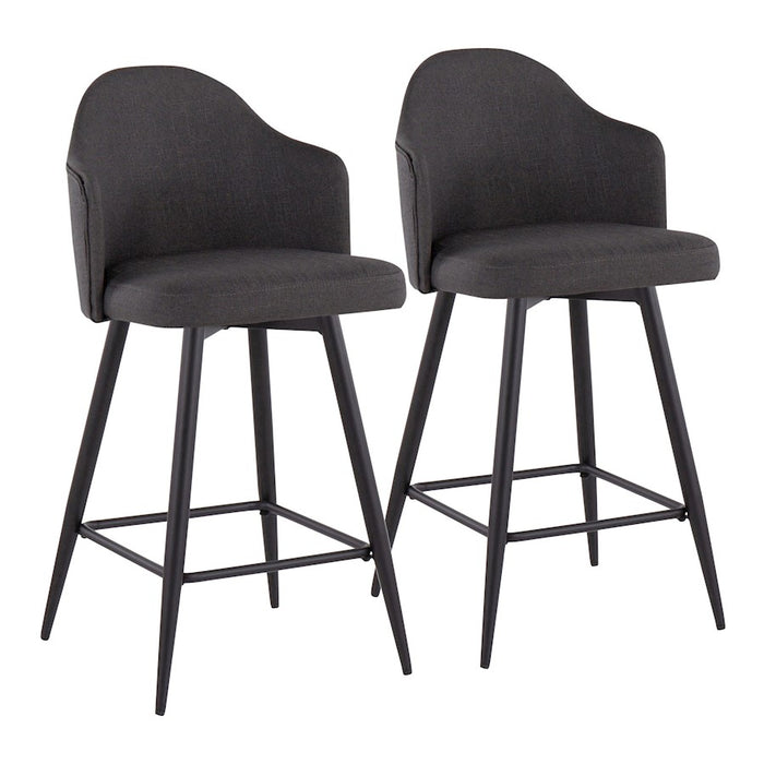 LumiSource Ahoy 26" Counter Stool, Set/2, BK/CHAR - B26-AHOYUP-55SWVX2BKCHAR2