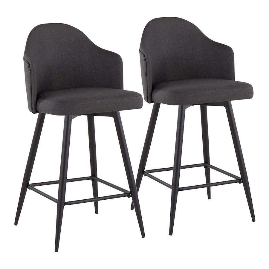 LumiSource Ahoy 26" Counter Stool, Set/2, BK/CHAR - B26-AHOYUP-55SWVX2BKCHAR2