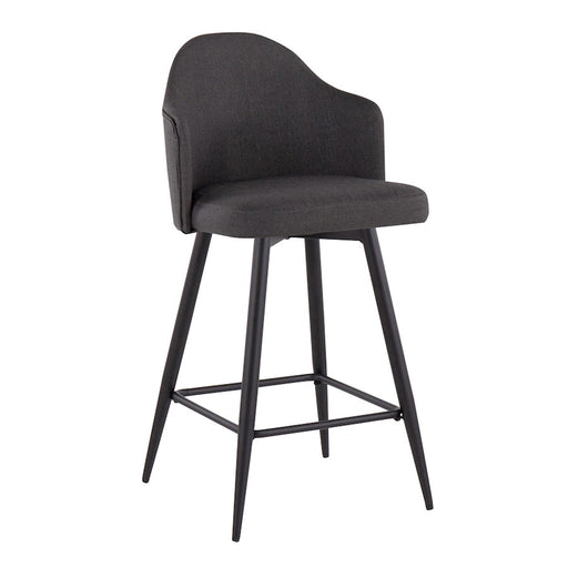 LumiSource Ahoy 26" Counter Stool, Set of 2, Black/Charcoal