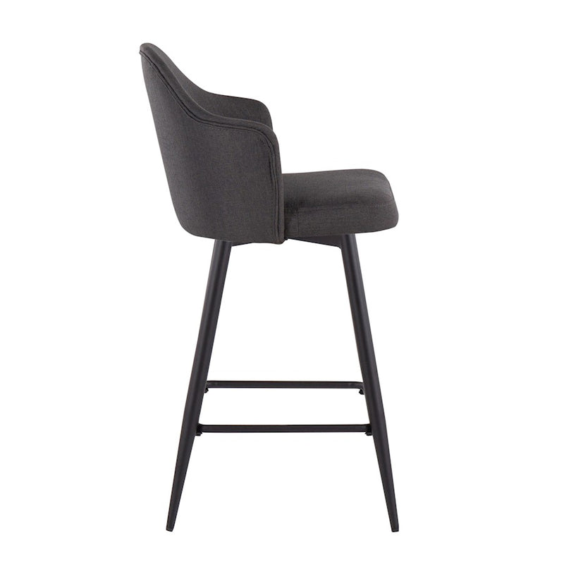 LumiSource Ahoy 26" Counter Stool, Set of 2, Black/Charcoal