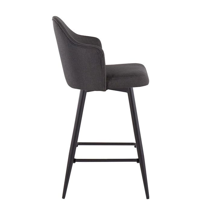 LumiSource Ahoy 26" Counter Stool, Set of 2, Black/Charcoal