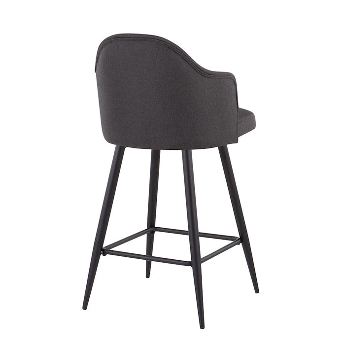 LumiSource Ahoy 26" Counter Stool, Set of 2, Black/Charcoal