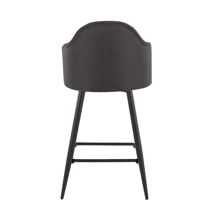 LumiSource Ahoy 26" Counter Stool, Set of 2, Black/Charcoal