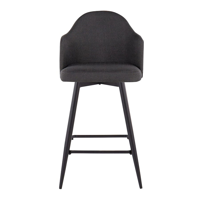 LumiSource Ahoy 26" Counter Stool, Set of 2, Black/Charcoal