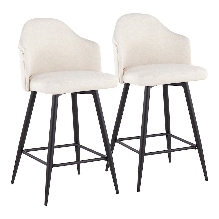 LumiSource Ahoy UP 26" Counter Stool, Set/2, BK/Cream - B26-AHOYUP-55SWVX2BKCR2