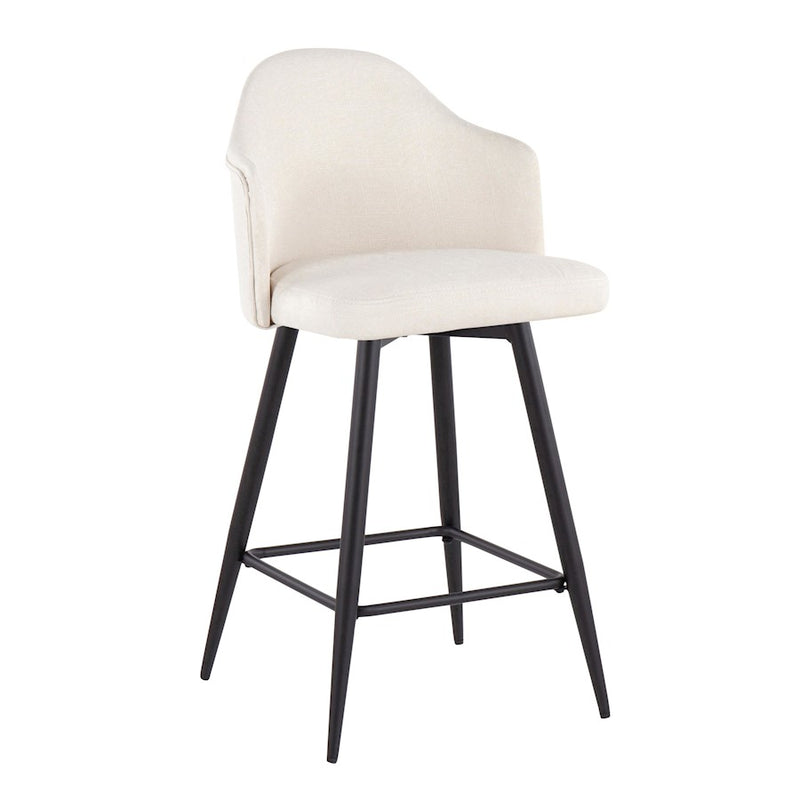 LumiSource Ahoy UP 26" Counter Stool, Set of 2, Black/Cream