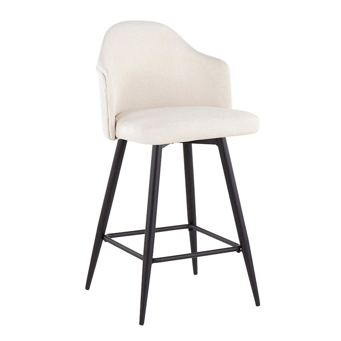 LumiSource Ahoy UP 26" Counter Stool, Set of 2, Black/Cream
