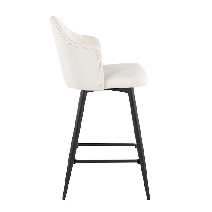 LumiSource Ahoy UP 26" Counter Stool, Set of 2, Black/Cream