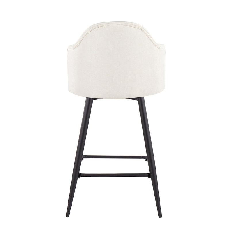 LumiSource Ahoy UP 26" Counter Stool, Set of 2, Black/Cream