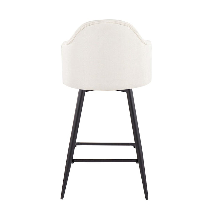 LumiSource Ahoy UP 26" Counter Stool, Set of 2, Black/Cream
