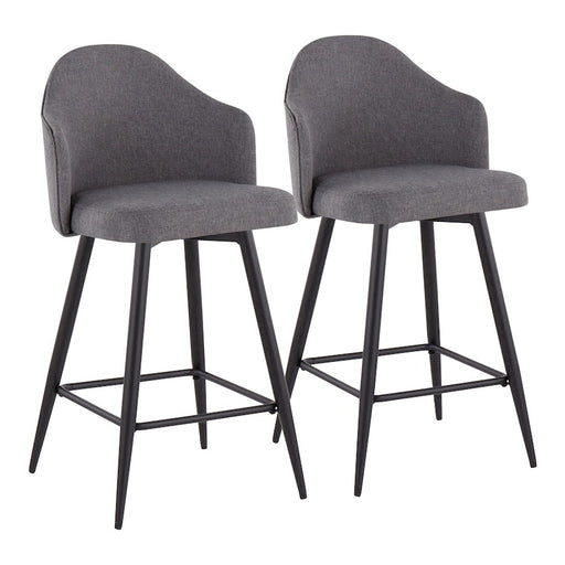 LumiSource Ahoy 26" Counter Stool, Set/2, Black/Grey - B26-AHOYUP-55SWVX2BKGY2