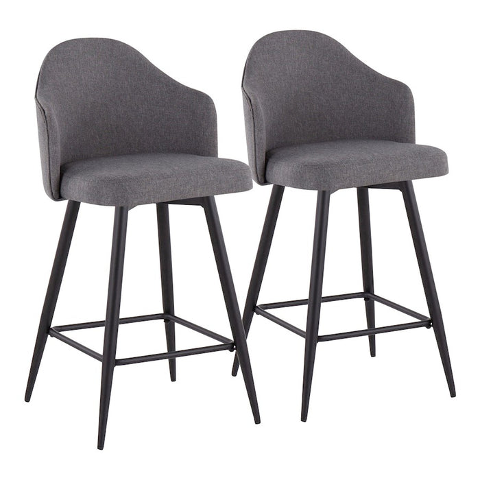 LumiSource Ahoy 26" Counter Stool, Set/2, Black/Grey - B26-AHOYUP-55SWVX2BKGY2
