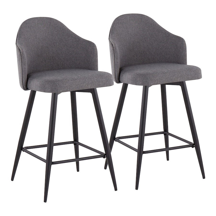 LumiSource Ahoy 26" Counter Stool, Set/2, Black/Grey - B26-AHOYUP-55SWVX2BKGY2