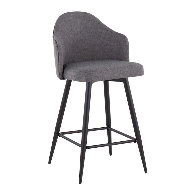 LumiSource Ahoy 26" Counter Stool, Set of 2, Black/Grey
