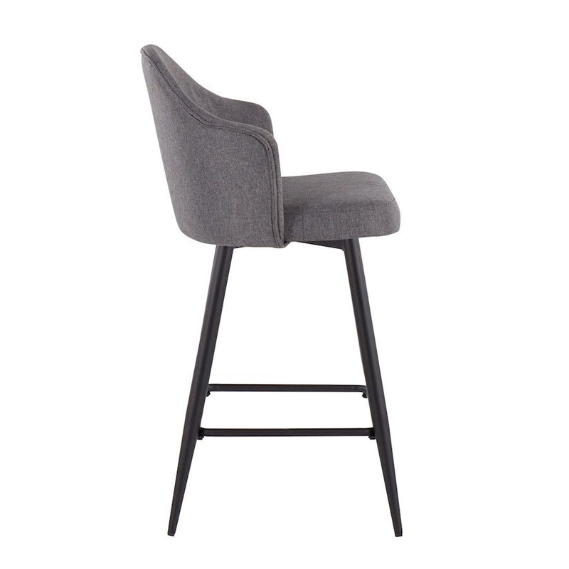 LumiSource Ahoy 26" Counter Stool, Set of 2, Black/Grey