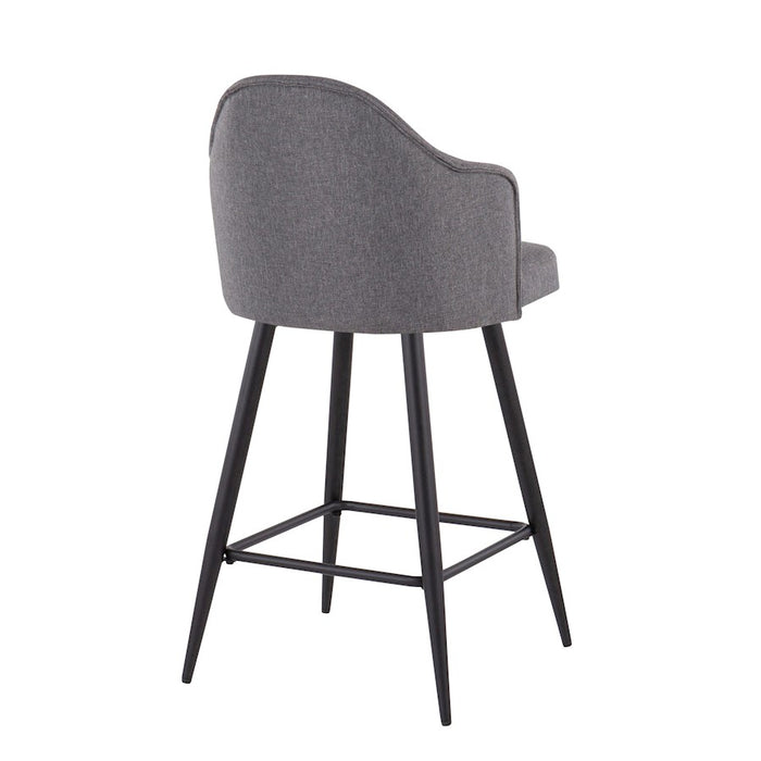LumiSource Ahoy 26" Counter Stool, Set of 2, Black/Grey