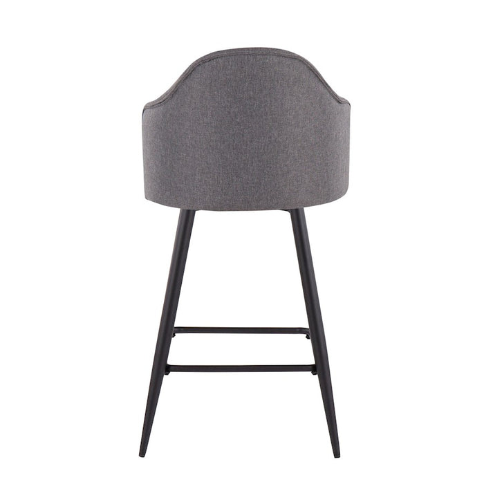 LumiSource Ahoy 26" Counter Stool, Set of 2, Black/Grey