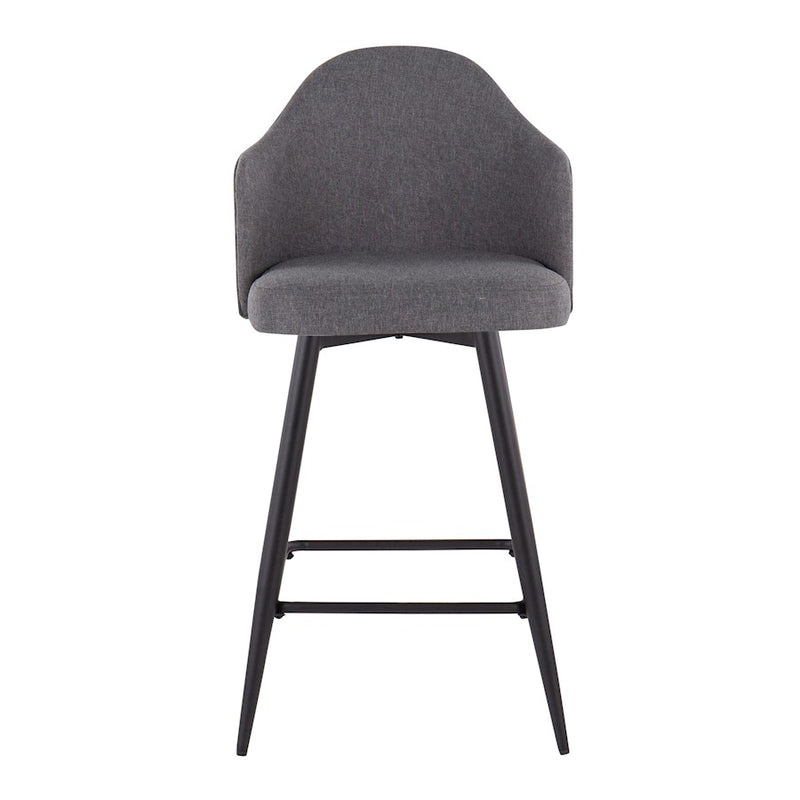 LumiSource Ahoy 26" Counter Stool, Set of 2, Black/Grey
