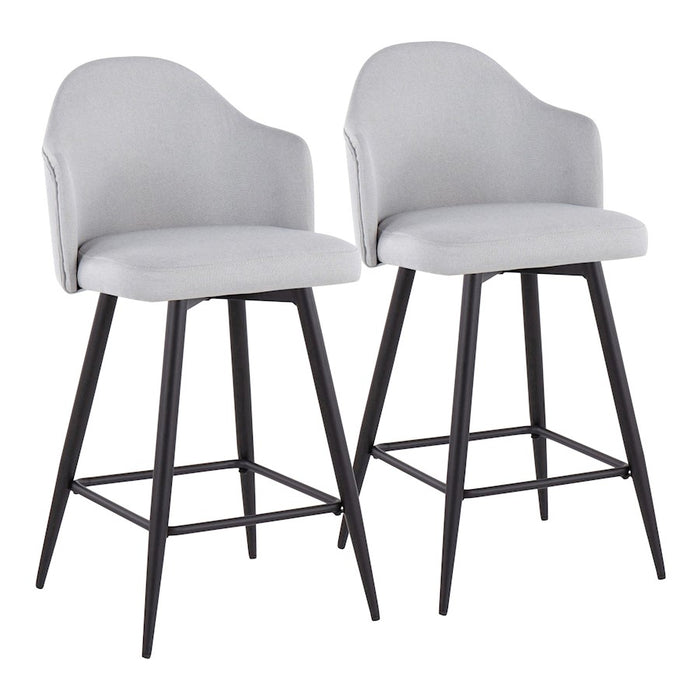LumiSource Ahoy 26" Counter Stool, Set/2, Black/Lt GY - B26-AHOYUP-55SWVX2BKLGY2