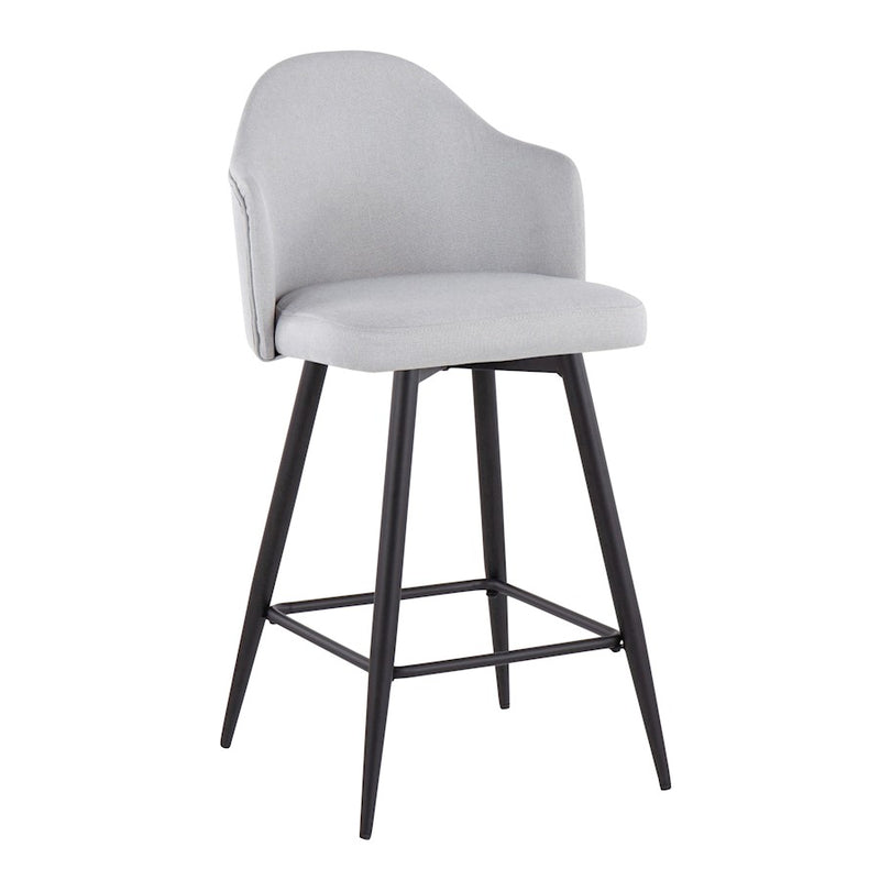 LumiSource Ahoy 26" Counter Stool, Set of 2, Black/Lt GY