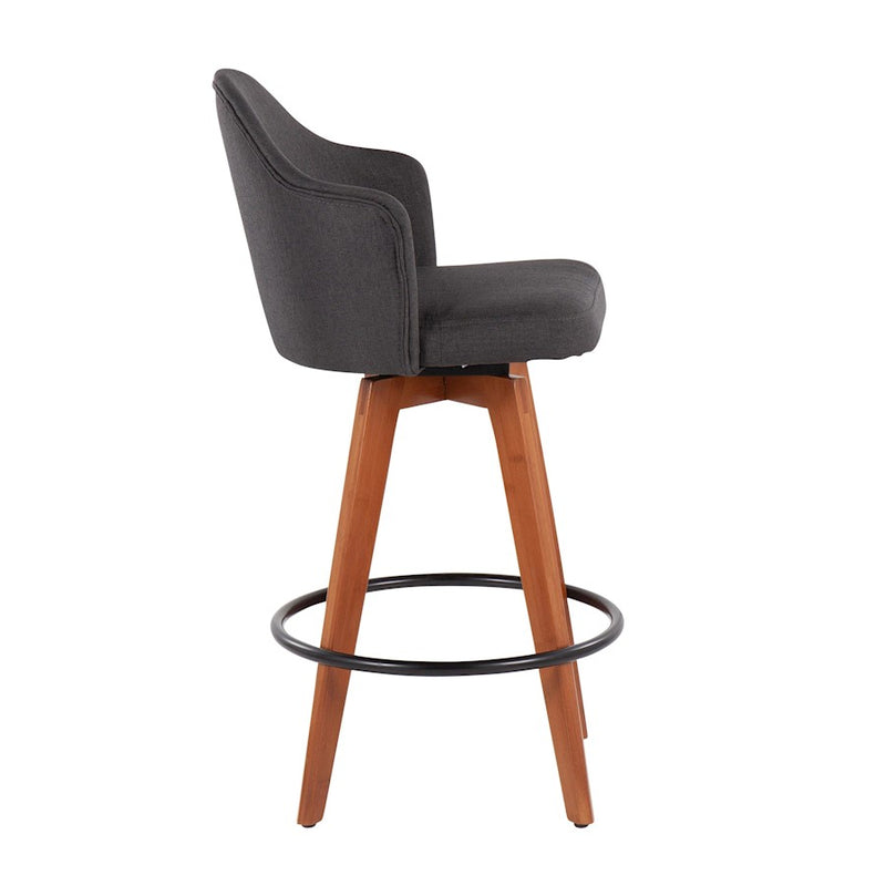 LumiSource Ahoy Counter Stool, Set of 2, Wal Bamboo/Charcoal/Black