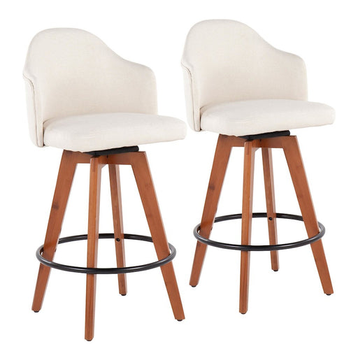 LumiSource Ahoy Counter Stool, Set/2, Wal Bamboo/Cream/BK - B26-AHOYUP2-QWLCR2