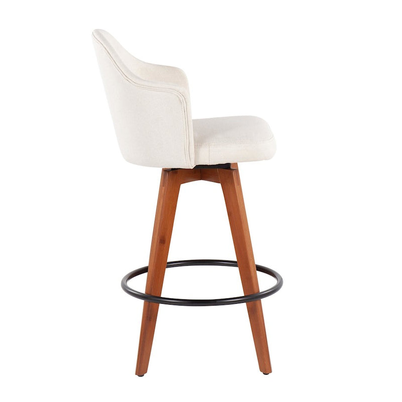 LumiSource Ahoy Counter Stool, Set of 2, Wal Bamboo/Cream/Black