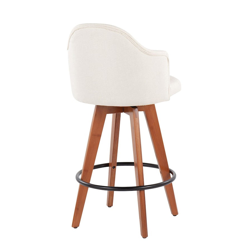 LumiSource Ahoy Counter Stool, Set of 2, Wal Bamboo/Cream/Black