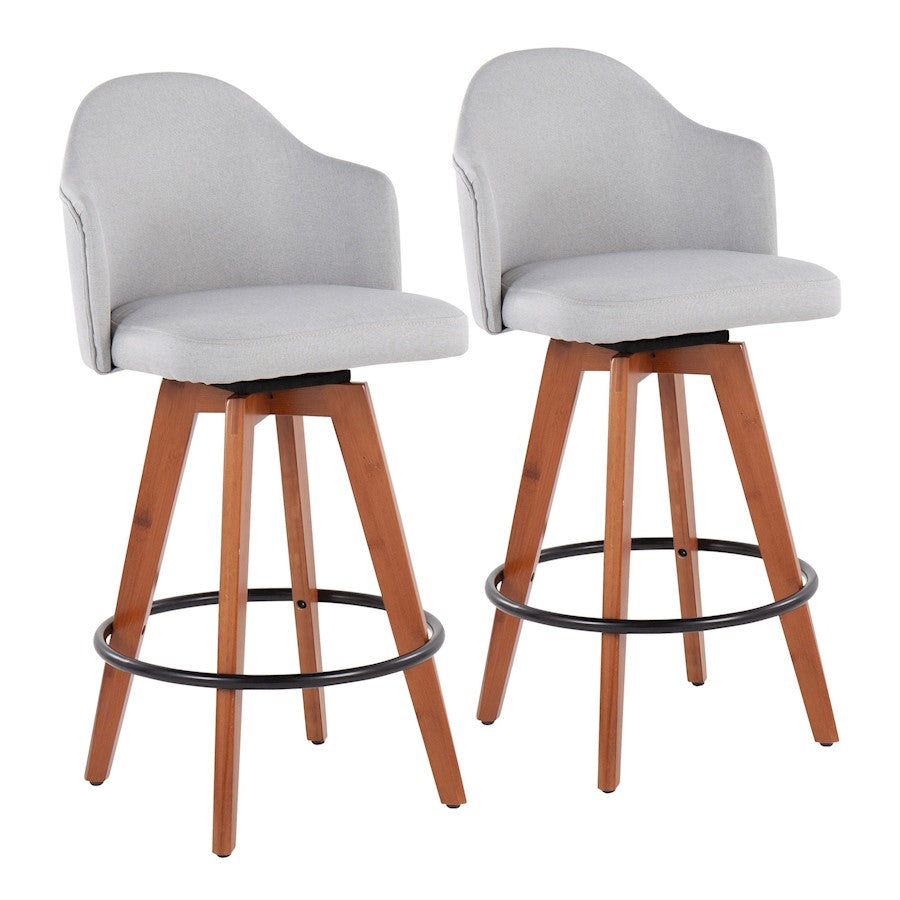 LumiSource Ahoy Counter Stool, Set/2, Wal Bamboo/Lt GY/BK - B26-AHOYUP2-QWLLGY2