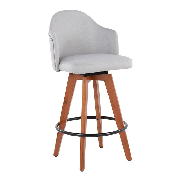 LumiSource Ahoy Counter Stool, Set of 2, Wal Bamboo/Lt GY/Black