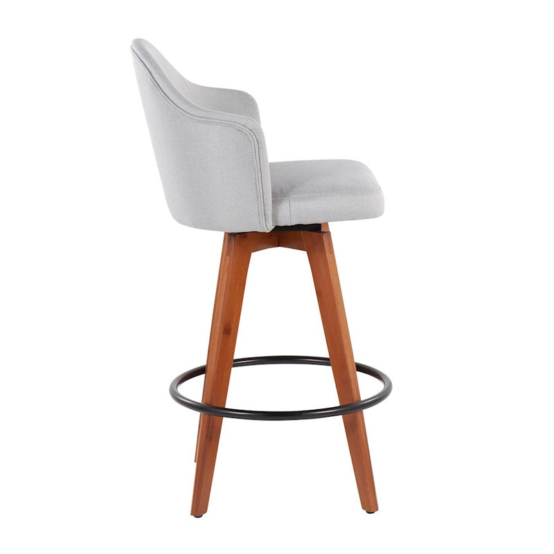 LumiSource Ahoy Counter Stool, Set of 2, Wal Bamboo/Lt GY/Black