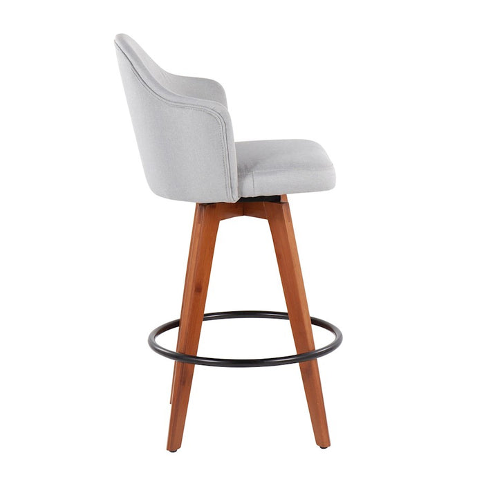 LumiSource Ahoy Counter Stool, Set of 2, Wal Bamboo/Lt GY/Black